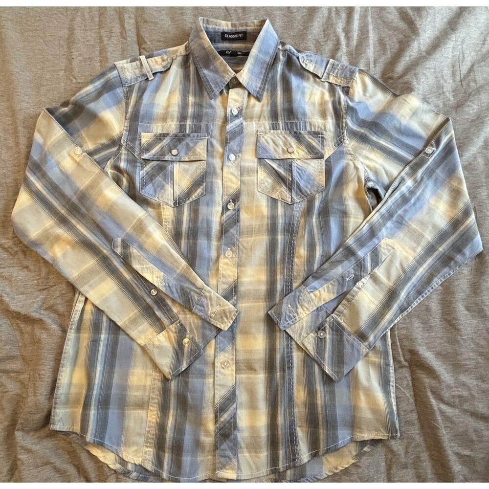 Carbon Mens Shirt Small Blue plaid classic button down